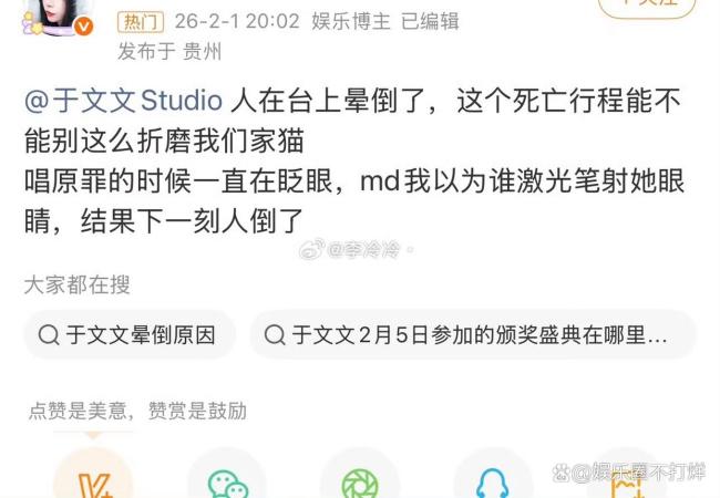 曝于文文在演唱会上晕倒 高强度工作引发关注