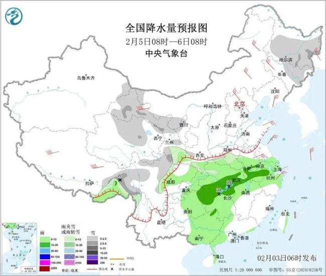 中东部将出现大界限寒潮雨雪天气 南边雨雪瓦解