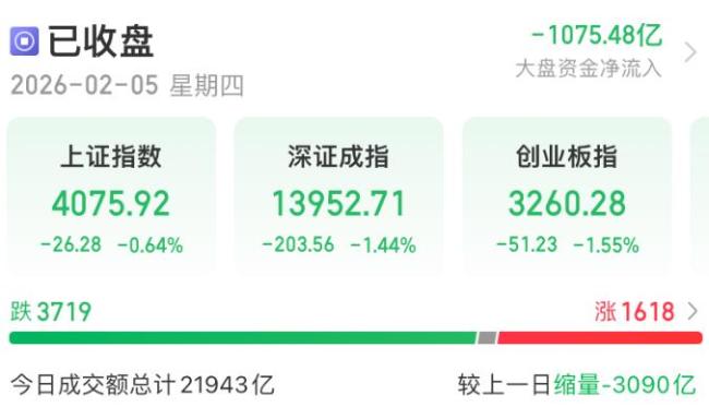 全市场超3700只个股下跌 A股三大指数集体下挫