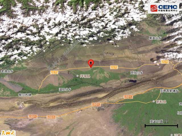 新疆阿克苏地区拜城县发生3.0级地震 震源深度11公里