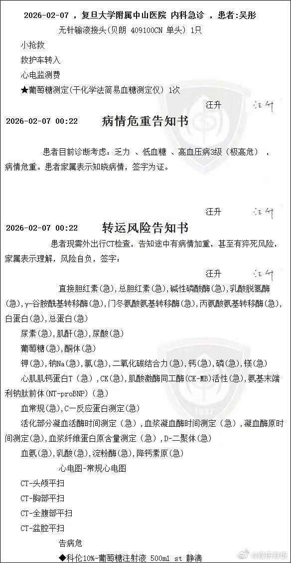 知名导演吴彤晒病危通知书 突发病情引关注