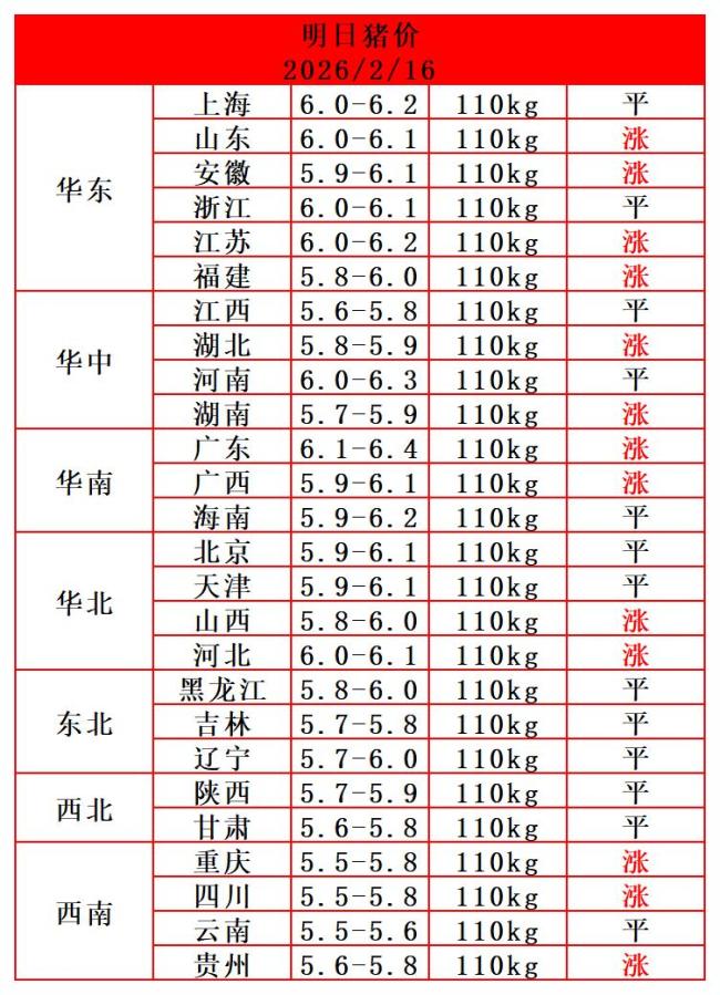 上涨“高歌猛进”!2月16日猪价 市场震荡偏强