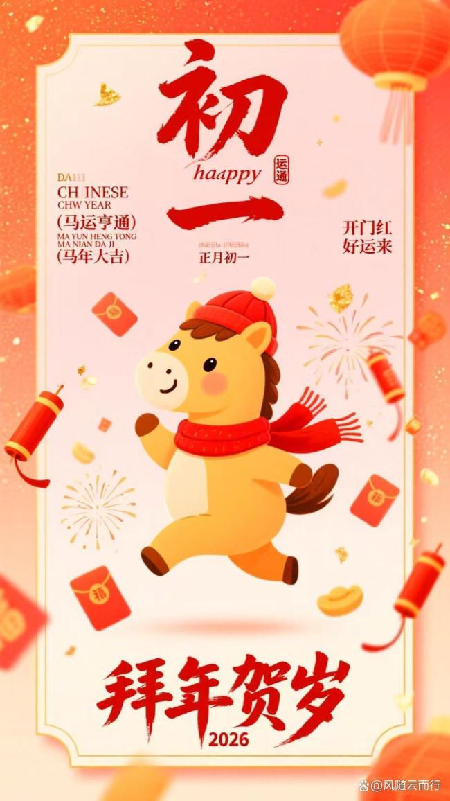 月朔迎春接福 马年跃马呈祥 骏业宏开舞长风
