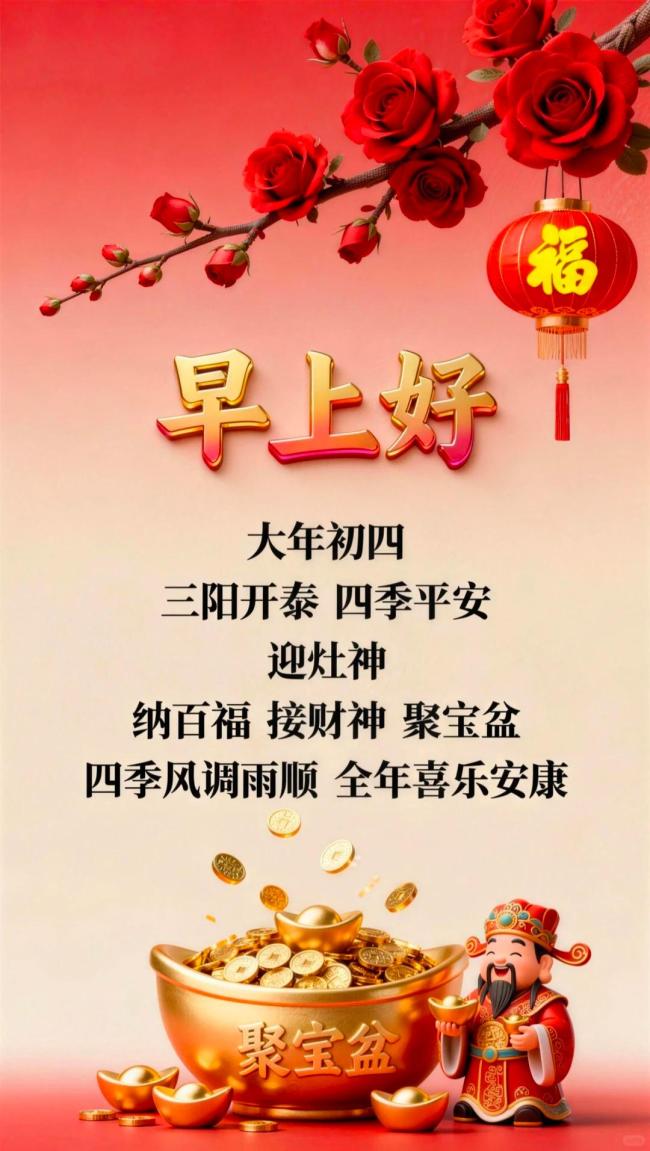 大年初四金马踏岁添福禄 迎灶神接财神喜气盈门