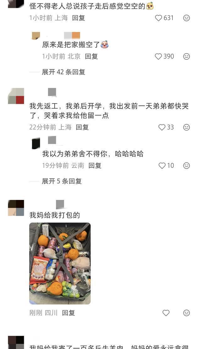 装完行李家里只剩承重墙了 父母的满满心意