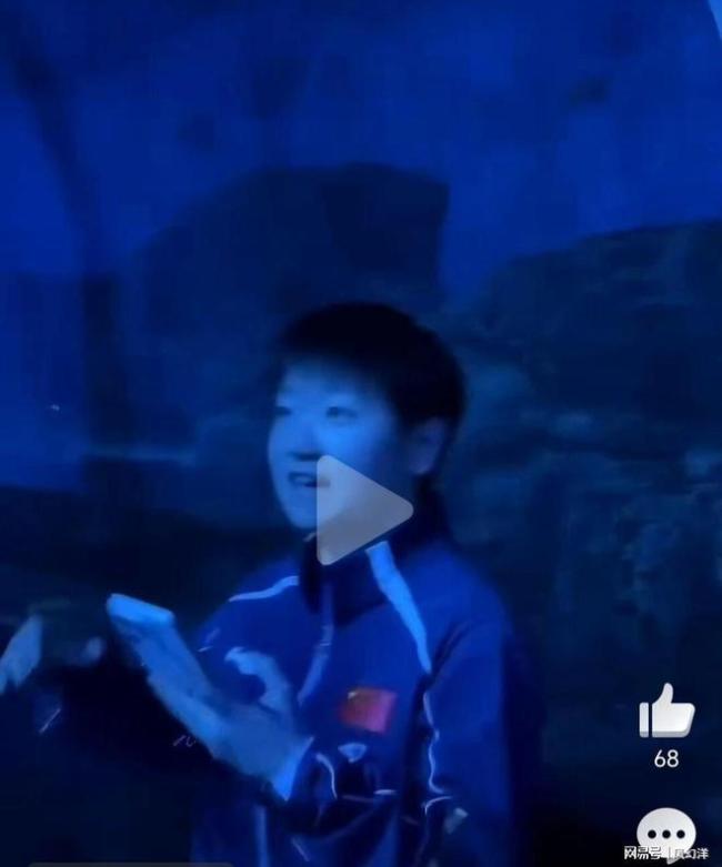 王楚钦观赏鲨鱼 与孙颖莎共拍宣传照