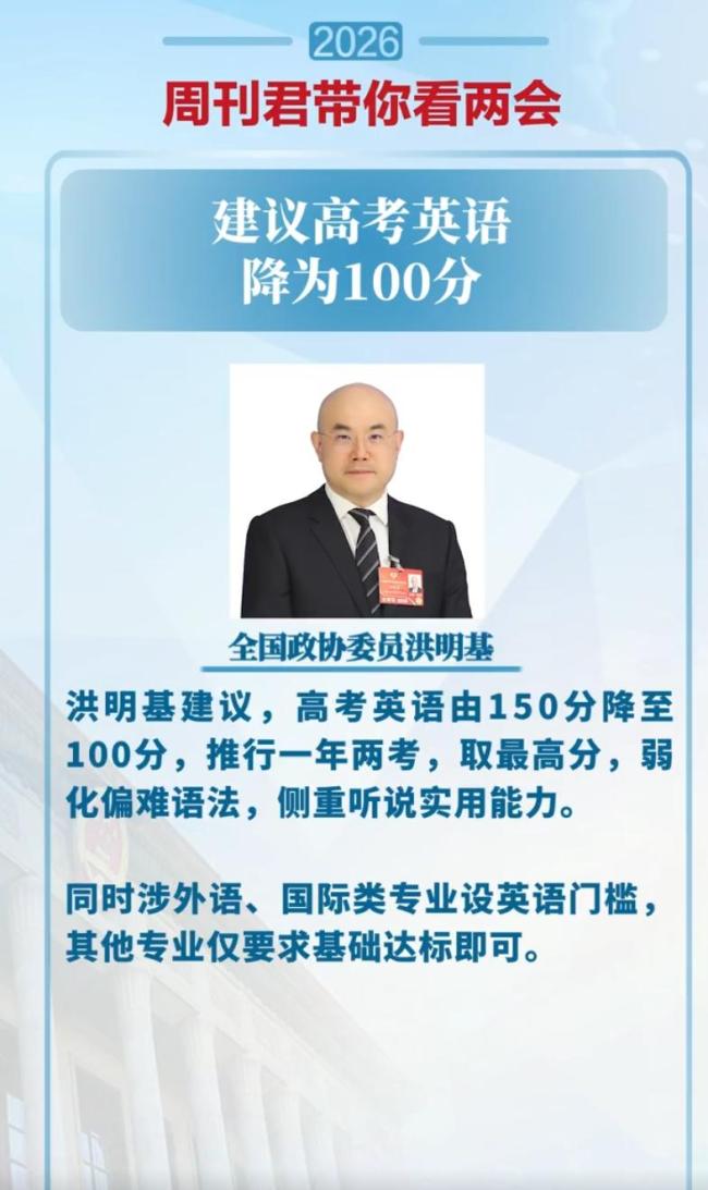 委员建议高考英语由150分降至100分 促进教育公平