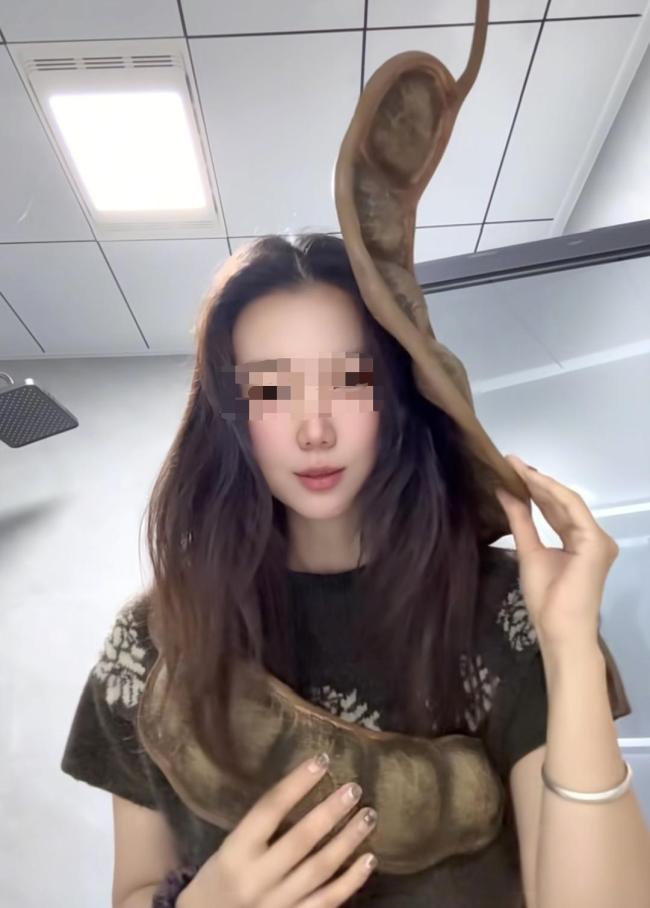 女子带1米长巨大豆荚坐飞机