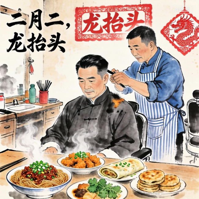 二月二龙抬头大人小孩扎堆理发 迎接新春好运