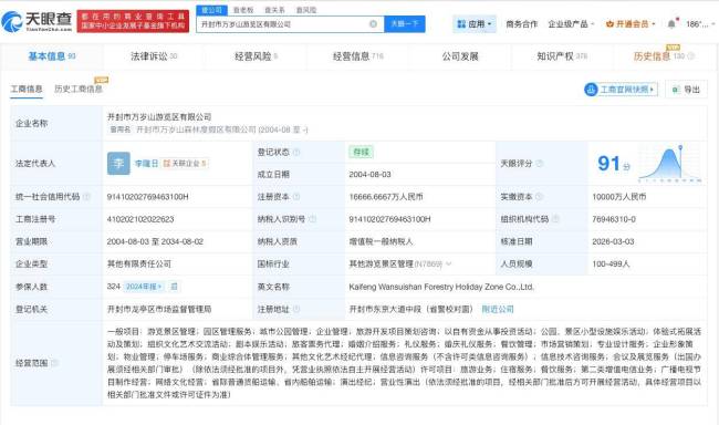 万岁山武侠城曾被罚30万 因违规遭重罚