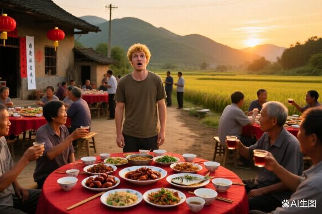 村民办白事酒席老外当成饭店 善意化解尴尬