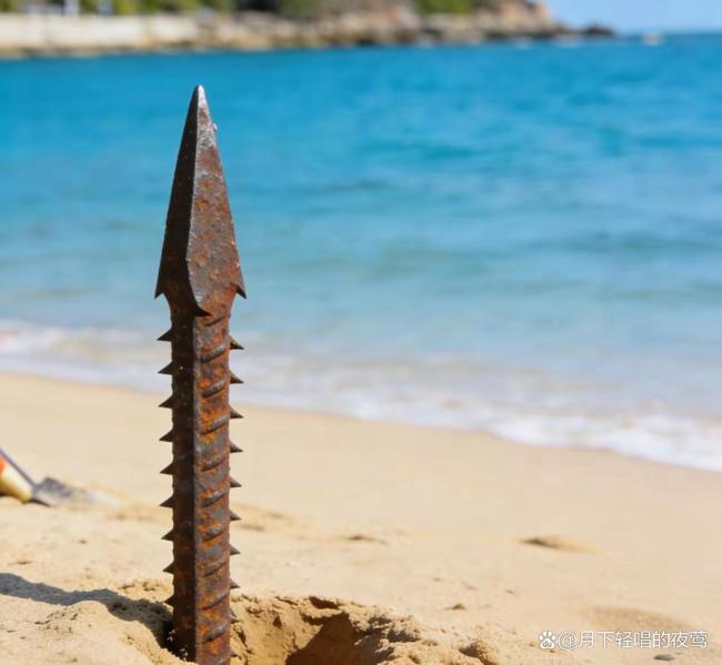 三亚一海滩暴露锋利钢筋