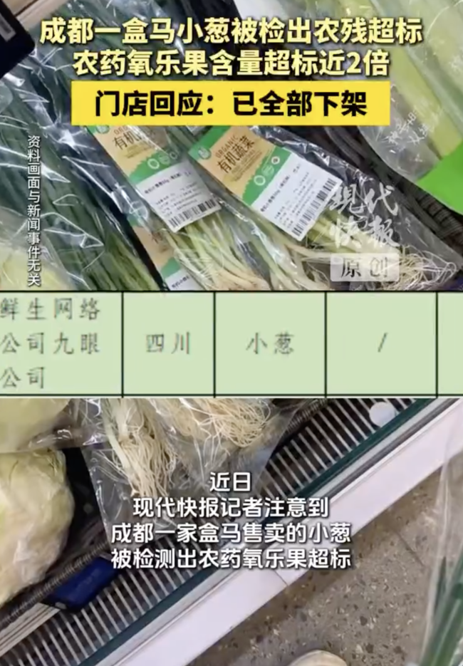 成都一盒马小葱被检出农残超标！