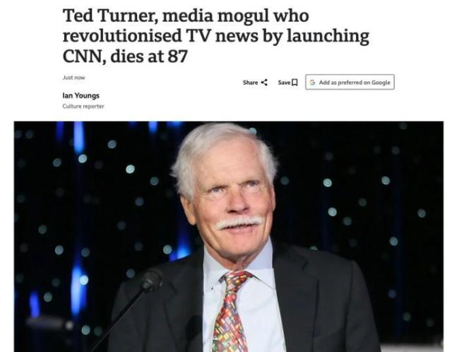 CNN创始人特德特纳逝世