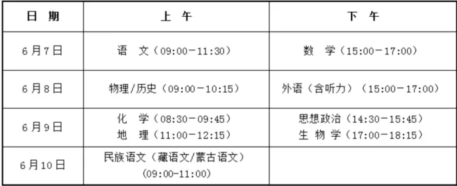 2026年青海高考时间定了