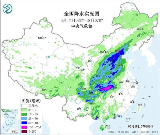 内地近日大范围降雨 主雨带18日起南落