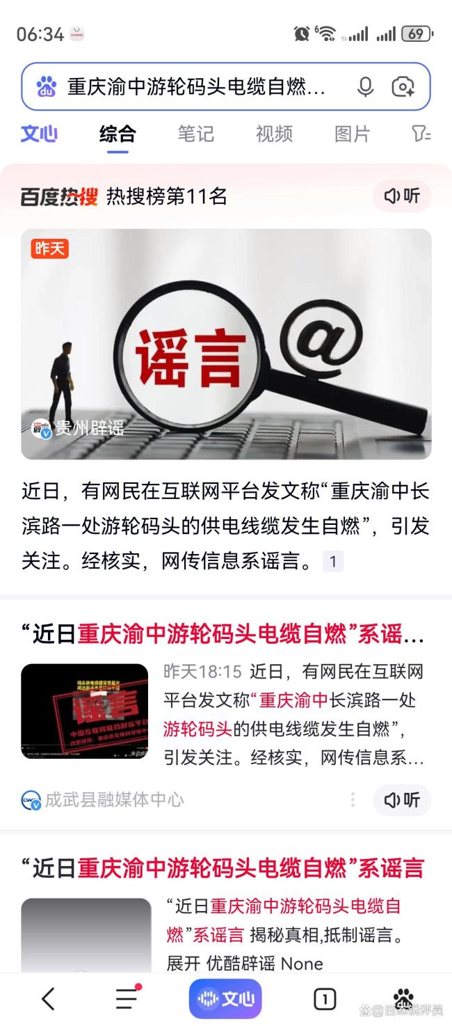 重庆江边游轮起火？谣言