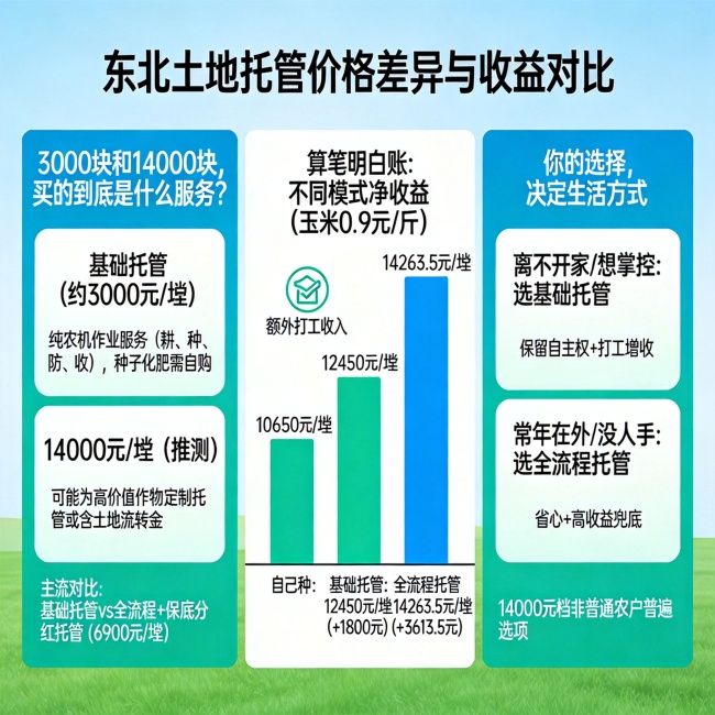 东北一垧地托管价从3000到14000 不同模式收益差多少