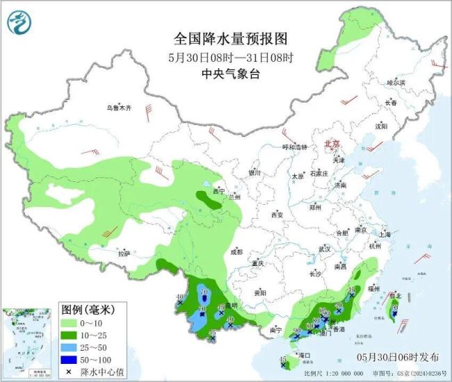 云南广东等地有分散性较强降水