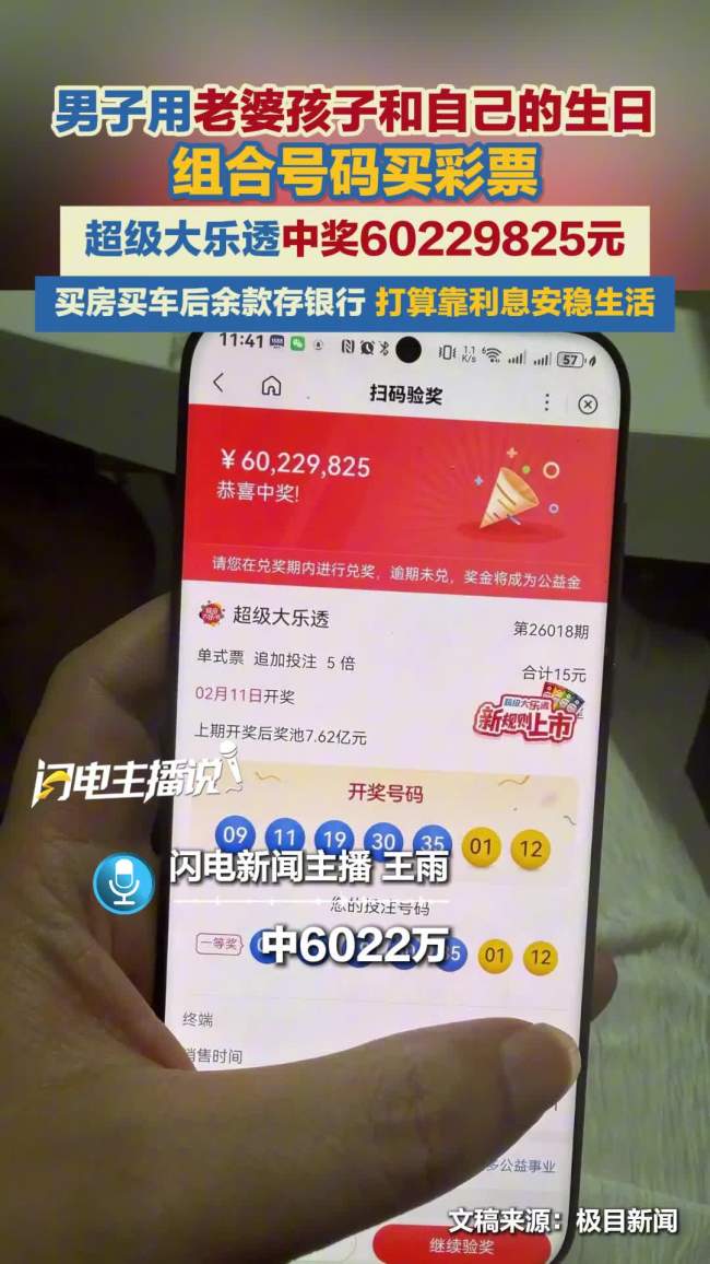 男子用生日號(hào)中6022萬 滴滴司機(jī)四月后曬獎(jiǎng)