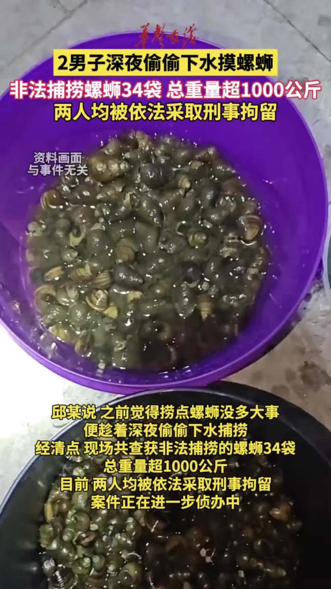 2人非法捕捞超1000公斤螺蛳被刑拘