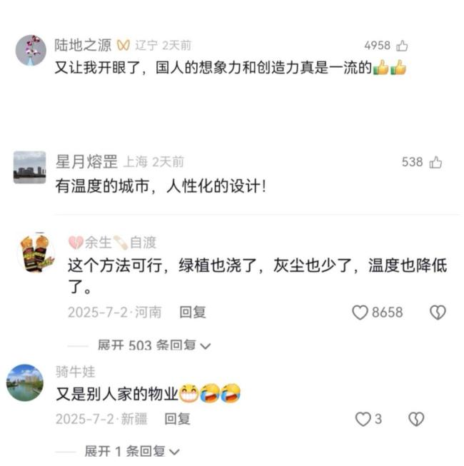 毛宁点赞小区楼顶上演“鲸鱼喷泉” 创意降温走红网络