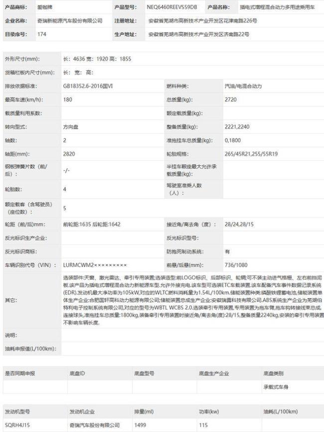 iCAR V25新车申报 插电增程混动亮相