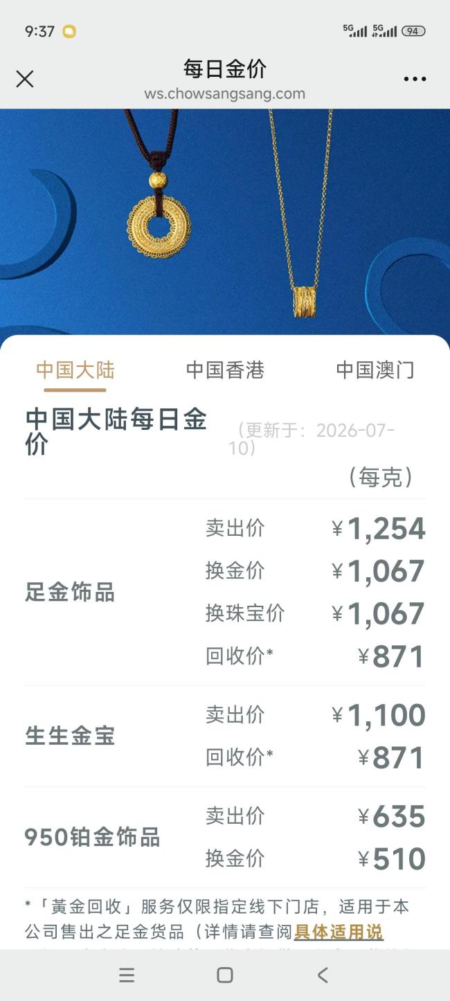 金价反弹金饰跟涨 国际贵金属期货普涨