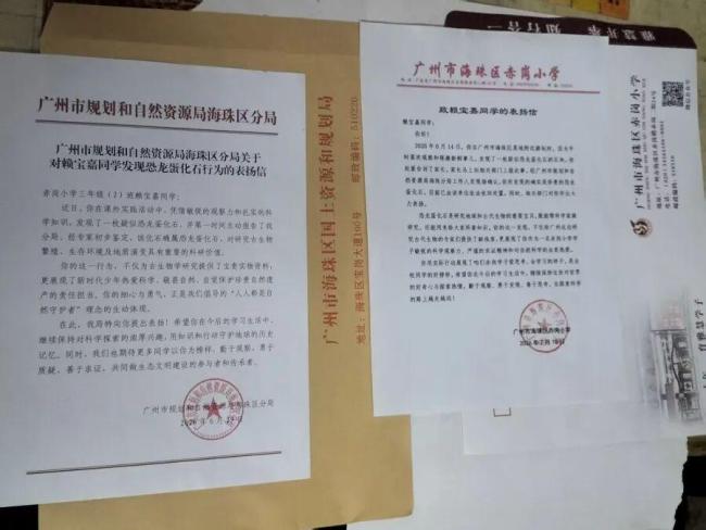 9岁小学生在广州发现恐龙蛋获表扬 科学小侦探引发关注
