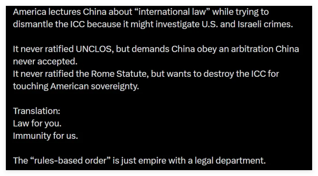 美国指着中国但打脸自己 双标行为遭讽刺