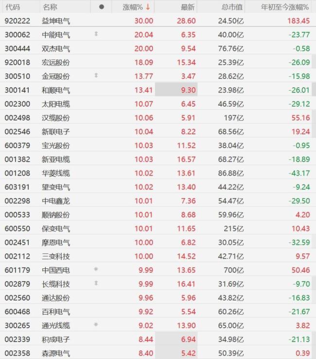A股电网设备掀涨停潮