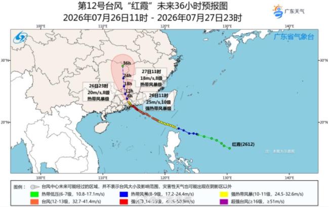 红霞成本世纪登陆广东最强初台 持续带来风雨影响