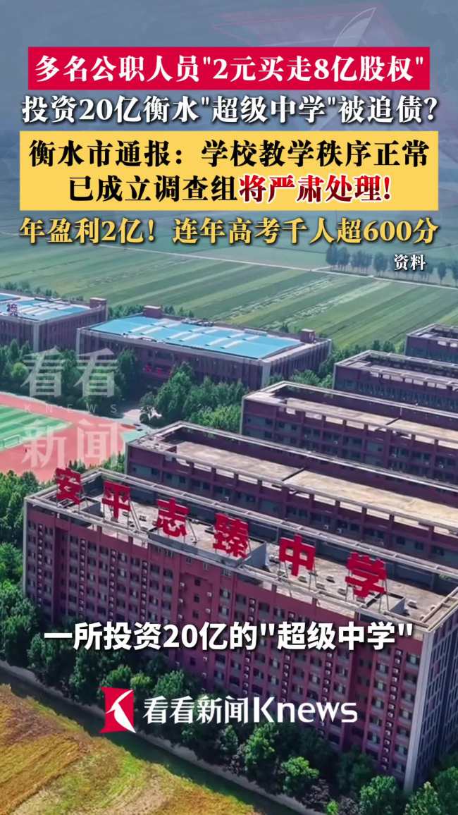 公职人员2元买走8亿股权？衡水通报：成立联合调查组 全面深入调查核查