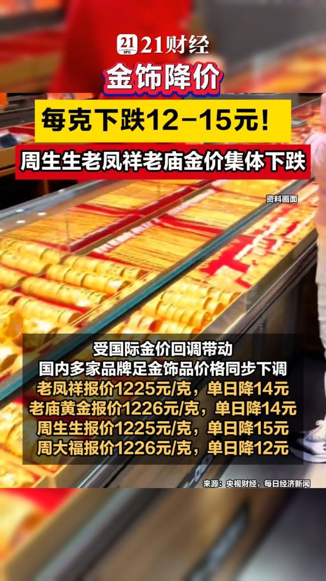 周生生老凤祥老庙金价集体下跌