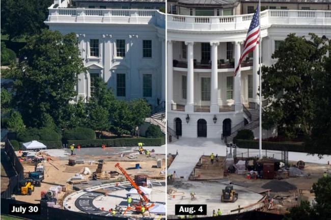 美媒：不满白宫新建直升机停机坪外观，特朗普要求承包商拆了重建 总统审美重塑工程