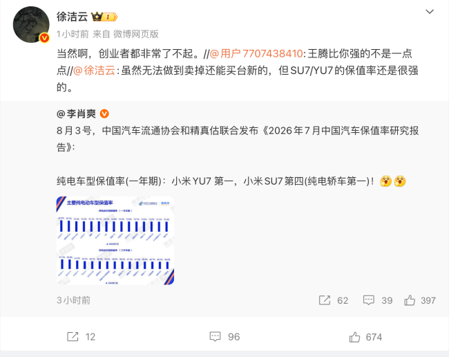 徐洁云回应王腾比自己强