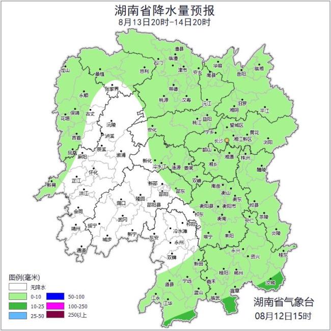 受白海豚残涡影响湘北湘南局地大雨 气温下滑降水增多