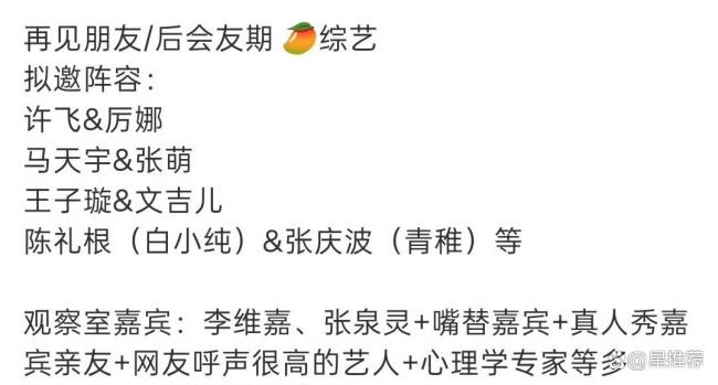 网传再见朋友拟邀马天宇张萌 网友质疑无看点