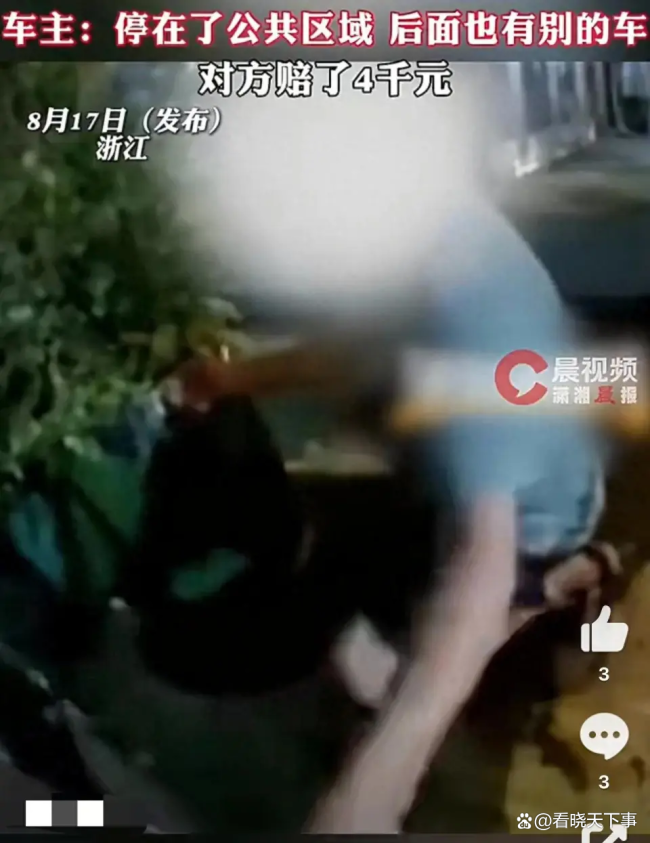 男子划邻居车被哨兵模式拍下