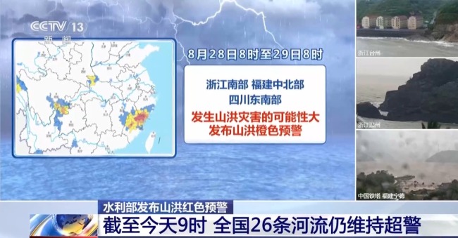 全国26条河流仍维持超警 水利部已发布山洪预警
