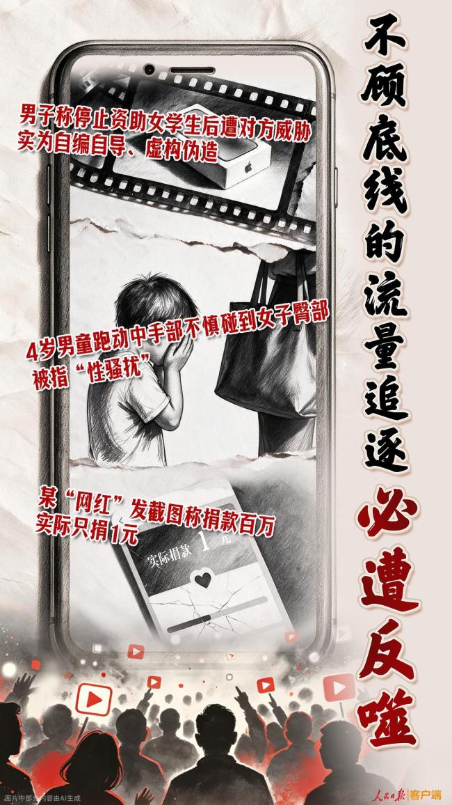 人民日报:不顾底线追逐流量必遭反噬 虚假内容终将反噬