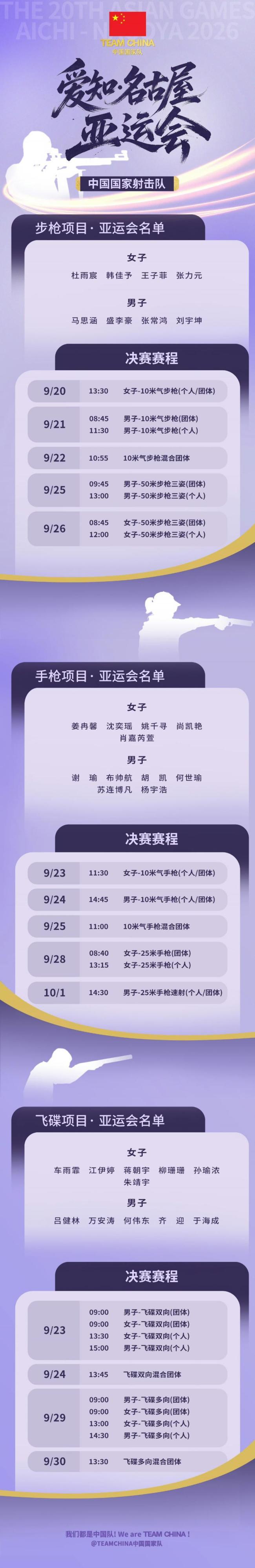 中国射击队因酒店远不参加亚运开幕式