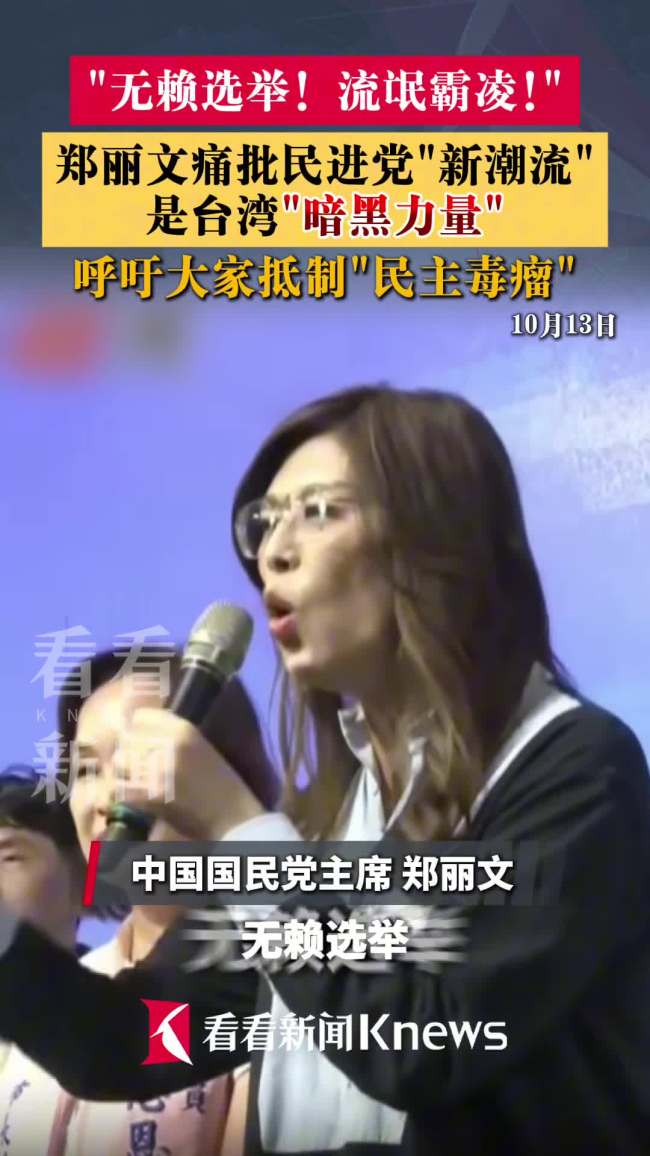 郑丽文痛批民进党是台湾暗黑力量 抵制民主毒瘤