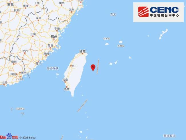 台湾花莲县海域发生3.9级地震 震源深度22千米