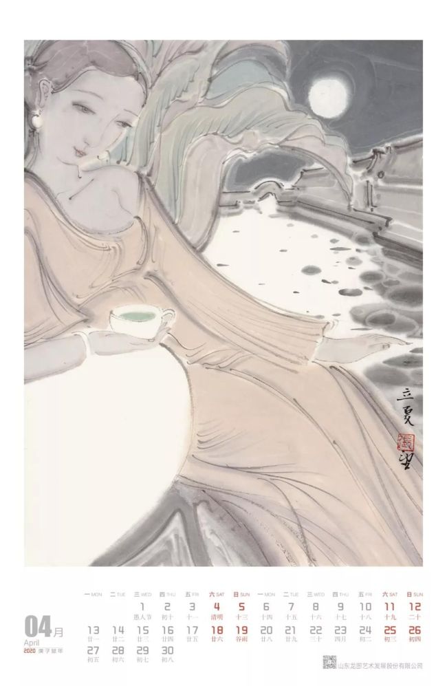 经典回眸著名画家张望2020年节气十二图挂历赏析