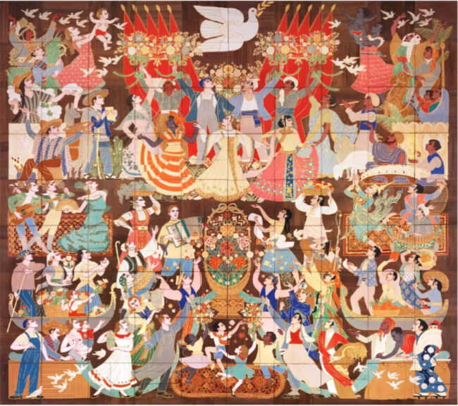 主笔设计的大型壁画《世界人民大团结》,被中国国家博物馆收藏