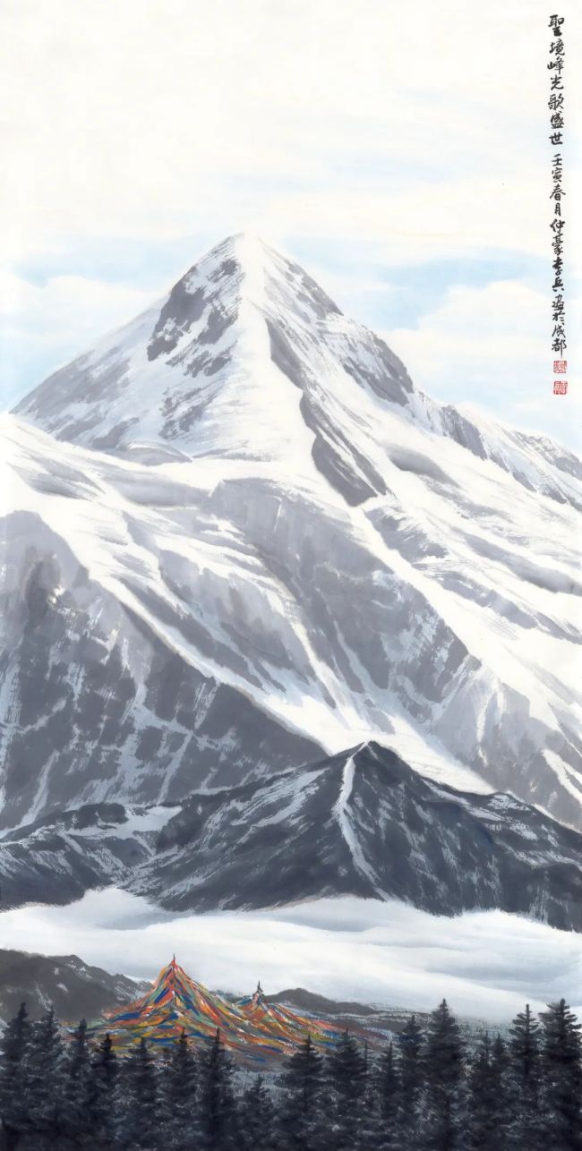 雪山国画作品欣赏图片