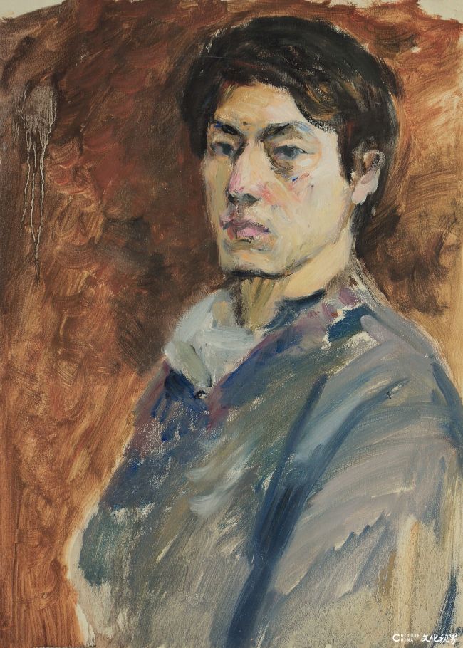 《出国前的自画像》纸本油彩1981年54cm×39cm自藏.jpg