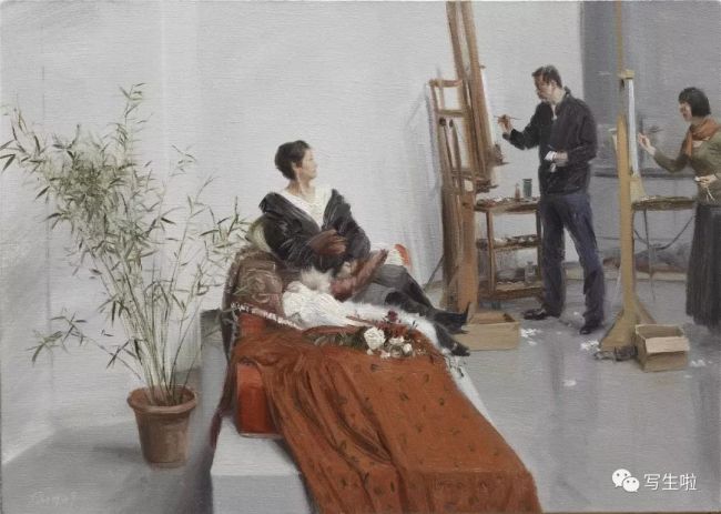 冷军写生作品局部《画室写生》布面油画《画室写生》布面油画冷军写生