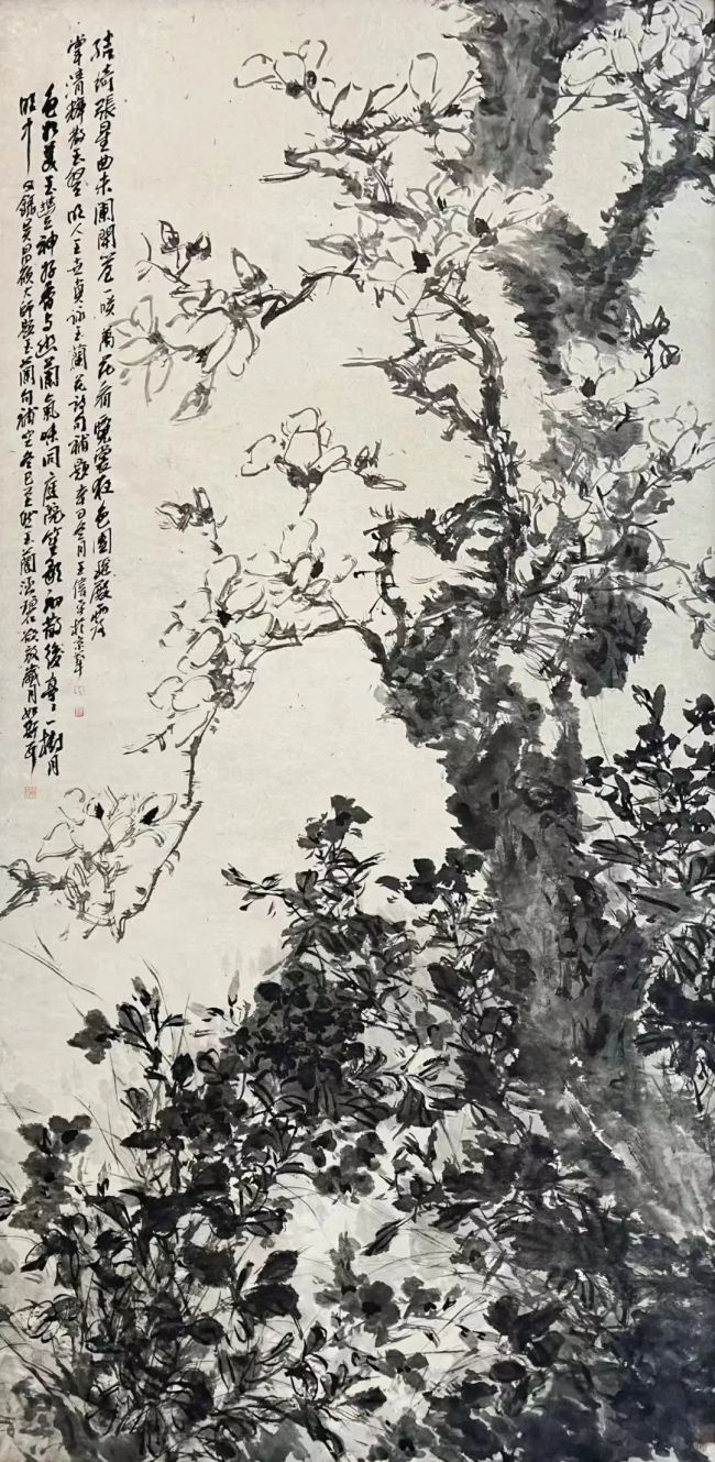 王伟平千年香榧树全景式花鸟画的新气象